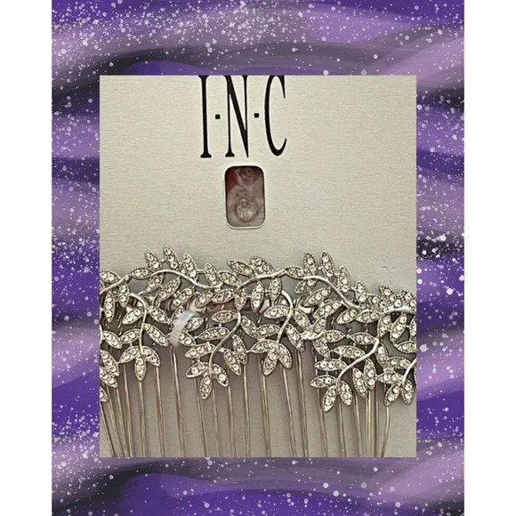 INC International Concepts Silver-Tone Pave Floral Vine Hair Comb - Picture 1 of 3